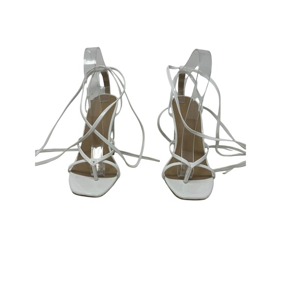 PrettyLittleThings White Clear Heel Lace Up Heels size 39 - Picture 4 of 9